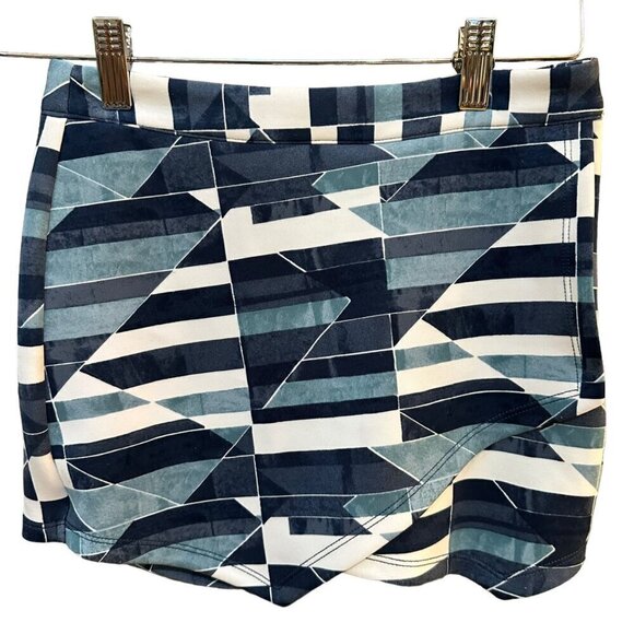 Abercrombie & Fitch Mini‎ Skort Blue Geometric Soft Shorts Festival Size XS - Picture 2 of 6